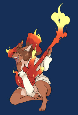 ahoge anthro big_butt bottomless butt clothed clothing electric_guitar female fire fur guitar hair long_tongue musical_instrument open_mouth plucked_string_instrument simple_background smile solo string_instrument sweater thick_thighs tongue topwear cosmicminerals larroqm caradhina canid canine mammal 2018 alpha_channel digital_media_(artwork) hi_res