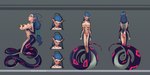 apode big_breasts blue_hair breasts butt clothed clothing diamond_pattern ear_piercing ear_ring female hair humanoid_pointy_ears legless piercing pointy_ears red_eyes ring_piercing serpentine skimpy solo tongue tongue_out smolevn draconcopode humanoid reptile scalie snake hi_res