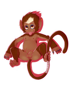aged_down anthro anus balls erection feet foreskin front_view genitals holding_tail humanoid_genitalia humanoid_penis looking_at_viewer lying male naughty_face navel nude on_back penis perineum piercing prehensile_feet solo tail toes tongue tongue_out young young_anthro furfit mith_(furfit) haplorhine mammal monkey primate absurd_res alternate_version_at_source hi_res
