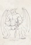 anthro barazoku bulge clothing jockstrap male melee_weapon membrane_(anatomy) membranous_wings muscular sitting solo sword tail underwear weapon wings loque mythology dragon mythological_creature mythological_scalie scalie