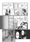 2014 akira_(maririn) anthro canid canine canis comic dialogue digital_media_(artwork) domestic_cat duo eyewear felid feline felis female glasses greyscale hi_res japanese_text male mammal maririn monochrome text translated wolf