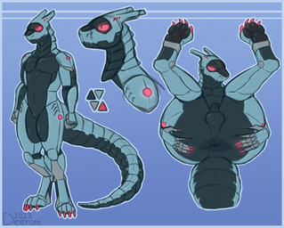 4_toes anthro anus blue_border border butt feet foreskin genitals lying machine male nude on_back pawpads paws penis presenting presenting_anus presenting_hindquarters soles solo spread_anus spread_butt spreading tail toes deeroni android robot synth_(vader-san) hi_res model_sheet