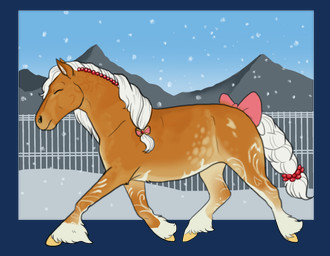 accessory bow_(feature) bow_accessory bow_ribbon brown_body eyes_closed female feral furgonomics hair hair_accessory hair_bow hair_ribbon hooves leg_markings mane markings nude outside ribbons side_view snow snowing socks_(marking) solo tail tail_accessory tail_bow tail_ribbon walking white_hair rhari drakehest equid equine horse mammal alpha_channel digital_media_(artwork)