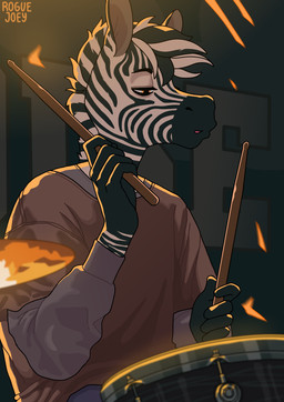 anthro drum drumstick_(musical) male musical_instrument percussion_instrument solo stripes roguejoey equid equine humanoid mammal zebra absurd_res hi_res