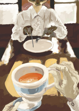 ambiguous_gender anthro beverage classical duo furniture male male/male morning table tea num4chi domestic_cat felid feline felis mammal siamese absurd_res hi_res
