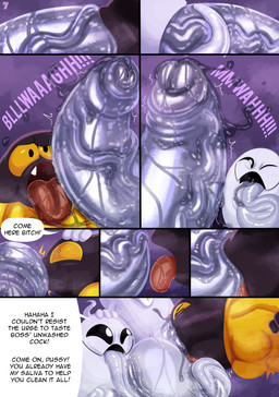anthro ball_lick balls big_balls big_penis black_body black_ears black_eyes black_fur bodily_fluids clothing deep_throat dialogue erection exclamation_point face_fucking fellatio female forced foreskin fur genitals group huge_balls huge_penis humanoid_genitalia humanoid_penis hyper hyper_balls hyper_genitalia hyper_penis irrumatio licking long_tongue male male/female neck_bulge onomatopoeia open_mouth oral oral_penetration partially_retracted_foreskin penetration penile penis penis_in_mouth profanity rape robe saliva sex sound_effects speech_bubble text thick_tongue tongue tongue_out trio vein veiny_penis white_body yellow_clothing yellow_sclera kiffy_(artist) google google_doodle magic_cat_academy momo_(google) domestic_cat felid feline felis ghost mammal spirit absurd_res comic english_text hi_res