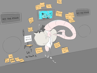 after_sex anthro black_body black_fur bodily_fluids cum cum_drip cum_in_ass cum_inside cum_on_ground cum_on_wall dripping electronics fur genital_fluids genitals gesture graffiti grey_body grey_fur hairless_tail hand_gesture humanoid_genitalia humanoid_penis humor imminent_sex male marker monitor penis photo post-it_note prostitution simple_background solo stuck tail tail_gesture through_wall tongue tongue_out v_sign keysquid key_(keysquid) american_opossum mammal marsupial virginia_opossum 4:3 hi_res