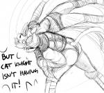 anthro asinus big_breasts black_and_white blood bodily_fluids breasts cat_knight dialogue donk_sis_(hladilnik) donkey english_text equid equine felid feline female hi_res hladilnik mammal mask monochrome reversal text throwing wrestling wrestling_match