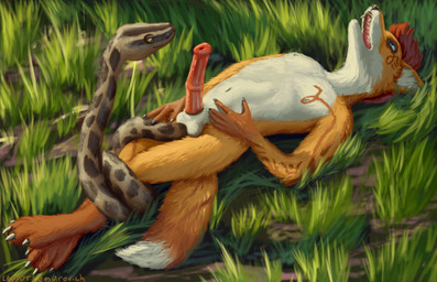 abdominal_bulge ambiguous_gender ambiguous_on_anthro anal anal_penetration animal_genitalia animal_penis anthro anthro_on_feral anthro_penetrated balls bestiality duo equine_genitalia equine_penis erection feral feral_penetrating feral_penetrating_anthro fondling_internal_bulge genitals interspecies intestinal_bulge lying male male/ambiguous male_on_feral medial_ring navel nude on_back outside penetration penis sex sheath snaked tail tail_fetish tail_in_ass tail_insertion tail_play tail_sex lemurlemurovich canid canine fox mammal reptile scalie snake
