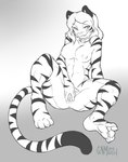 anthro breasts claws female genitals hair long_hair looking_at_viewer nude pawpads pussy smile solo spread_pussy spreading gunmouth felid mammal pantherine tiger 2013