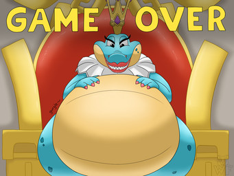 anthro belly big_belly blue_body chair colored_nails crown eyelashes fangs female female_anthro furniture game_over gameplay_mechanics hand_on_belly hand_on_own_belly headgear lips lipstick looking_at_belly makeup nails painted_claws rumbling_stomach scales sharp_teeth slightly_chubby teeth throne throne_room ventral_scales vore wide_hips yellow_body wafflefox european_mythology mythology sorceress_(spyro) dragon mythological_creature mythological_scalie scalie western_dragon 2020 4:3