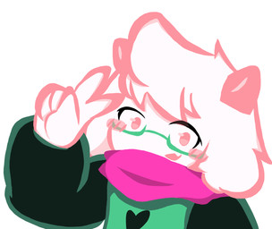 anthro blush clothing eyewear fur glasses horn looking_at_viewer male pink_eyes pink_horn robe scarf simple_background solo white_background white_body white_fur yuyuawa deltarune undertale_(series) ralsei bovid caprine darkner goat mammal