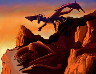 day detailed_background duo feral horn membrane_(anatomy) membranous_wings outside red_body red_scales scales spines tail wings kerydragon european_mythology mythology dragon mythological_creature mythological_scalie scalie western_dragon 2015 digital_media_(artwork) hi_res