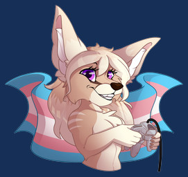 anthro chibi female gaming_controller lgbt_pride looking_at_viewer nintendo_64_controller pride_colors solo transgender_pride_colors chaoticmazzy nintendo nintendo_64 canid canine fennec_fox fox mammal true_fox absurd_res alpha_channel hi_res