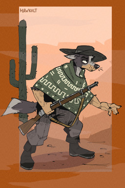 anthro black_body black_fur boots cactus clothing desert ears_back eyebrows footwear fur grey_body grey_fur gun hat headgear headwear holding_gun holding_object holding_ranged_weapon holding_weapon male pivoted_ears plant ranged_weapon sand shoes solo tail weapon wearing_hat mawkvlt brazilian_dawg_(ricthecusco) canid canine canis domestic_dog mammal 2:3 hi_res