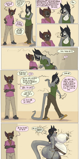 :3 anthro big_breasts big_butt black_body black_hair bottomwear bracelet breasts brown_body brown_hair butt cigarette clothed clothing collared_shirt countershading crossed_arms denim denim_bottomwear denim_clothing dialogue dress_shirt duo ear_piercing female footwear garter_belt garter_straps gem grey_body grin hair high_heels holding_cigarette holding_object huge_breasts huge_butt jeans jewelry legwear long_hair male necklace nipples pants pearl_(gem) pearl_necklace piercing pregnant realization ring shirt shoes skimpy smile smoking standing stepfordization stockings tank_top text thick_thighs topwear transformation walking weight_gain fenris49 mythology alex_(fenris49) alicia_ramone bat dragon mammal mythological_creature mythological_scalie scalie 2024 absurd_res colored comic english_text hi_res