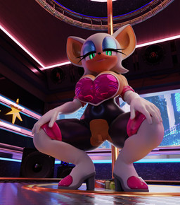 anthro armwear band-aid band-aid_on_genitals band-aid_on_pussy bandage boots clothing crouching elbow_gloves female footwear genitals gloves handwear high_heeled_boots high_heels legwear looking_at_viewer pole shoes solo spread_legs spreading stripper_pole thigh_boots thigh_highs vulva skippyarts nottanj_(modeler) sega sonic_the_hedgehog_(series) rouge_the_bat bat mammal 3d_(artwork) blender_(artwork) blender_cycles_(artwork) digital_media_(artwork) hi_res