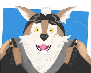 anthro clothed clothing ear_piercing fur gesture gloves hand_gesture handwear headgear headwear male multicolored_body multicolored_fur piercing simple_background smile smiling_at_viewer solo teeth thumbs_up tongue two_tone_body two_tone_fur nodzire epic_games fortnite wendell_(fortnite) canid canine canis mammal wolf hi_res
