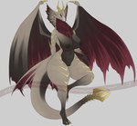 anthro areola big_breasts breasts claws female genitals horn nipples nude pussy scales simple_background solo tail thick_thighs wings khemmmis capcom monster_hunter elder_dragon malzeno absurd_res hi_res