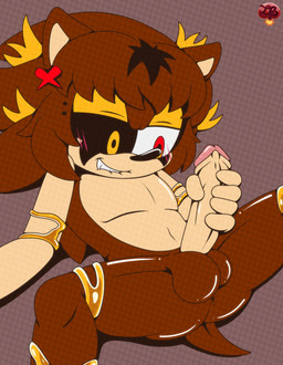 anthro anus balls bite biting_lip biting_own_lip blush erection fur genitals hair hand_on_penis humanoid_genitalia humanoid_penis lying male masturbation nude on_back penile penile_masturbation penis self_bite simple_background smile solo spread_legs spreading ladycherrybomba sega sonic_the_hedgehog_(series) fan_character eulipotyphlan hedgehog mammal digital_media_(artwork) hi_res