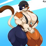 anthro beanie big_breasts big_muscles blue_body blue_fur breasts brown_body brown_fur clothing female flexing fur hat headgear headwear huge_breasts huge_muscles huge_thighs long_tail multicolored_body multicolored_fur muscular muscular_anthro muscular_arms muscular_female muscular_legs muscular_thighs orange_body orange_fur pose solo tail tan_body tan_fur thick_thighs vein veiny_muscles yellow_eyes omegabrawl epic_games fortnite meow_skulls calico_cat domestic_cat felid feline felis mammal 1:1 hi_res