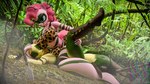 animal_print anthro anthrofied bodypaint boots bra clothing duo facial_paint female female/female footwear forest jungle markings plant raised_leg shoes tree tribal tribal_markings underwear wrestling knottybuppy friendship_is_magic hasbro my_little_pony fluttershy_(mlp) pinkie_pie_(mlp) earth_pony equid equine horse mammal pony 16:9 3d_(artwork) digital_media_(artwork) hi_res widescreen