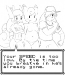 2016 anthro black_and_white breasts clefairy clothed clothing comic covering covering_breasts crossed_arms dialogue elpatrixf english_text feathered_wings feathers featureless_breasts female generation_1_pokemon group hair hair_over_eye hat head_wings headgear headwear human male mammal monochrome navel nintendo one_eye_obstructed open_mouth panties panties_only pokemon pokemon_(species) pokemon_trainer pokemorph quadriceps_(elpatrixf) reptile ro_(elpatrixf) scalie slightly_chubby text topless turtle underwear underwear_only wartortle wings