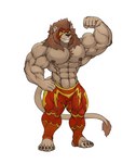 big_muscles huge_muscles luchador male mane muscular nipples pecs solo wrestler leolex felid feline lion mammal pantherine absurd_res hi_res