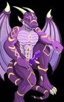 abs absurd_res alpha_channel anthro big_penis black_sclera blue_eyes bulge claws countershade_scales countershade_torso countershading dragon genitals grydir_dacanoor_(griffonki) hand_on_leg hi_res horn male markings muscular muscular_anthro muscular_male muscular_thighs mythological_creature mythological_scalie mythology narrowed_eyes penis pink_body pockyco portrait presenting purple_body scales scalie snout solo tail tattoo thick_thighs vein veiny_penis wings