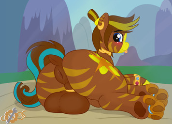 ball_ring balls big_balls big_butt butt digit_ring feet feral genitals jewelry lying male on_side pawpads presenting presenting_hindquarters ring solo teasing teasing_viewer toe_ring toes cogsfixmore leostar equid equine horse hybrid mammal pony zebra absurd_res hi_res