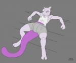 anthro biped clothed clothing fully_clothed grey_background inside male simple_background sitting solo longlevy nintendo pokemon felid generation_1_pokemon legendary_pokemon mammal mewtwo pokemon_(species) 2017 digital_media_(artwork)