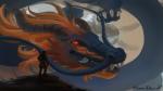 16:9 2019 4k absurd_res ambiguous_gender claws digital_media_(artwork) digital_painting_(artwork) dragon duo floverale-hellewen hair hi_res human mammal mythological_creature mythological_scalie mythology orange_eyes scalie signature size_difference teeth widescreen