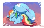 bedroom_eyes big_butt blue_body blue_feathers blush butt clothing feathers female feral huge_butt hyper hyper_butt narrowed_eyes seductive solo thong underwear wings thelunarmoon friendship_is_magic hasbro my_little_pony mythology rainbow_dash_(mlp) equid equine mammal mythological_creature mythological_equine pegasus hi_res