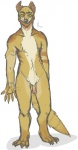 anthro balls biped claws digitigrade ear_piercing flaccid looking_at_viewer male navel notched_ear nude penis piercing simple_background solo standing tattoo toe_claws white_background yellow_eyes anapnea maxwell_(anapnea) herpestid mammal mongoose 2014