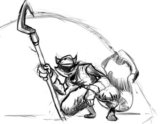 4_fingers ambiguous_gender anthro bottomwear clothed clothed_anthro clothing crouching fingers footwear front_view hat headgear headwear holding_object holding_staff looking_at_viewer markings mouth_closed pants shoes simple_background solo staff striped_markings striped_tail stripes tail tail_markings topwear white_background deriaz felid mammal 2013 digital_drawing_(artwork) digital_media_(artwork) full-length_portrait greyscale hatching_(art) monochrome portrait shaded sketch