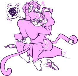 angry anthro blush bodily_fluids duo electronics eyewear female game_console glasses heart_symbol hug male male/female nude sweat jinti nintendo nintendo_ds nintendo_ds_family mac_(caramel-kitteh) haplorhine mammal monkey primate monochrome