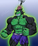 abs anthro arms big_muscles brain bulge cape claws clothing growth hair huge_muscles male meta muscular organs outline pecs scientific_experiment smile smirk solo transformation vein morkzaytf9 cartoon_network mojo_jojo ape chimpanzee haplorhine mammal monkey pan_(genus) primate