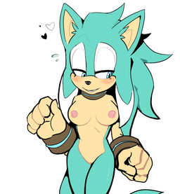 anthro breasts countershading cuff_(restraint) female female_anthro genitals green_body heart_symbol mature_anthro mature_female neck_cuff nipples nude pointy_ears pose restraints solo tail vulva wrist_cuffs eldrossss sega sonic_the_hedgehog_(series) ember_(eldrossss) fan_character eulipotyphlan hedgehog mammal unknown_species colored digital_drawing_(artwork) digital_media_(artwork) hi_res shaded