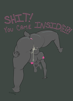 anthro anus bodily_fluids breasts cum cum_drip cum_in_vagina cum_inside dialogue dripping feet female genital_fluids genitals horn leaking_cum nipples nude one_leg_up raised_leg rear_view shocked solo text vulva imhere undertale_(series) toriel absurd_res hi_res
