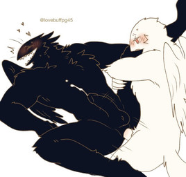 anal anal_penetration anthro anthro_on_anthro anthro_penetrated anthro_penetrating anthro_penetrating_anthro balls black_balls black_body black_feathers black_penis blush bodily_fluids cum cum_on_chest cum_on_self cumshot duo ejaculation erection eyes_closed feathers genital_fluids genitals glans heart_symbol hearts_around_head holding_leg humanoid_genitalia humanoid_penis kneeling leg_glider_position lying male male/male male_penetrated male_penetrating male_penetrating_male motion_lines muscular muscular_anthro muscular_male on_back one_leg_up open_mouth open_smile penetration penile penile_penetration penis penis_in_ass raised_leg red_eyes scissor_position scissored_leg_glider_position sex sharp_teeth simple_background smile sweat teeth text three-quarter_view white_background white_body white_feathers white_penis white_wings wings lovebuffpg45 abby_(pegu2726) azure_(pegu2726) avian artist_name digital_drawing_(artwork) digital_media_(artwork)