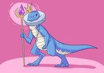 blue_body clothing crown female feral headgear jewelry magic_staff necklace ruff_(clothing) simple_background solo tail tailbutt slunberparty activision spyro_the_dragon sorceress_(spyro) dinosaur lizard prehistoric_species reptile scalie hi_res