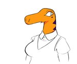 anthro breasts clothed clothed_anthro clothed_female clothing collared_shirt eyelashes female looking_aside markings non-mammal_breasts orange_body orange_scales orange_skin pupils purple_markings scales shirt simple_background slit_pupils solo topwear white_background qwerty_soda shannon_(qwerty_soda) scalie 2020 absurd_res digital_drawing_(artwork) digital_media_(artwork) hi_res partially_colored