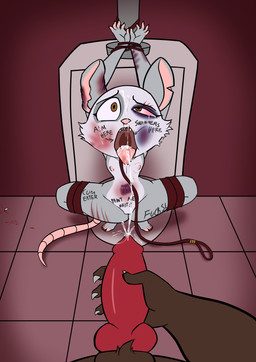 abuse age_difference animal_genitalia animal_penis anthro arms_tied bathroom bite_mark blood bodily_fluids bound bound_to_urinal brown_body brown_eyes brown_fur bruised bruised_belly bruised_eye canine_genitalia canine_penis crouching crying cum cum_in_mouth cum_inside cum_on_face cum_on_ground cum_string cumshot duo ejaculation fangs female first_person_view flat_chested forced fur genital_fluids genitals grey_body grey_fur humiliation knot leash legs_tied loli male male/female missing_tooth nipples nosebleed nude open_mouth penis public_restroom rape ryona sex size_difference tears teeth text toilet_slave tongue tongue_out urinal uvula vulva white_body white_fur wounded young young_anthro wayesh ryna_o'brian american_opossum canid canine canis mammal marsupial wolf 2022 absurd_res english_text hi_res
