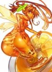 bent_over bottomwear bracelet breasts brown_eyes brown_hair butt clothed clothing container female food food_hair fruit hair hand_on_hip head_turn honey_(food) humanoid_pointy_ears in_beverage in_container in_cup insect_wings jewelry legwear lemon long_hair looking_back micro monster_girl_(genre) nipples not_furry on_food panties pattern_bottomwear pattern_clothing pattern_panties pattern_underwear plant ponytail pseudo_hair solo stockings striped_bottomwear striped_clothing striped_panties striped_underwear stripes thigh_highs topless translucent translucent_body underwear wings chikokuma fairy food_creature food_humanoid goo_creature goo_humanoid honey_creature humanoid winged_humanoid 2011