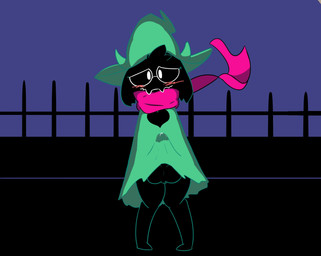 anthro balls big_balls black_balls black_body black_fur blush bodily_fluids bottomless bulge clothed clothing erection erection_under_clothing eyewear fur genital_fluids genitals glasses green_clothing looking_at_viewer male precum solo wet wet_clothing rabblet deltarune undertale_(series) ralsei bovid caprine darkner goat mammal 2018 digital_media_(artwork) hi_res