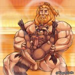 abs anthro anus balls beard biceps big_dom_small_sub big_penis blonde_beard blonde_facial_hair blonde_hair bodily_fluids braided_beard braided_hair brown_body brown_fur dominant duo eye_scar eyebrows facial_hair facial_scar feet fluffy fluffy_tail full_foot_pawpads fur genitals hair heterochromia humanoid_feet humanoid_genitalia humanoid_penis imminent_sex larger_human larger_male legs_up light_body light_skin male male/male markings muscular muscular_anthro muscular_male nipples pecs penis plantigrade sauna scar sitting size_difference skeptical smaller_anthro smaller_male spiky_hair spread_legs spreading steam striped_markings striped_tail stripes sweat tail tail_markings thick_eyebrows white_body white_fur shibayama guardians_of_the_galaxy marvel thor_(series) rocket_raccoon thor_(marvel) deity human mammal procyonid raccoon 1:1 hi_res