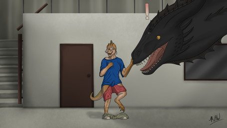 anthro claws clock clothed clothing duo erection eyewear feral glasses growth horn inside male male/male open_mouth oversized_clothing pupils scale_growth scales sharp_teeth shrinking size_difference size_transformation slit_pupils surprised tail teeth tenting transformation underwear unwanted_erection watch moonandwolf mythology dragon kobold mammal mythological_creature mythological_scalie scalie 16:9 hi_res story story_in_description widescreen