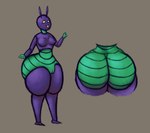 antennae_(anatomy) anthro big_butt breasts butt female genitals purple_body pussy solo yellow_eyes jovi_cap ant arthropod hymenopteran insect hi_res