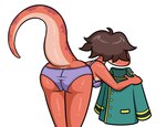 anthro bra butt butt_focus clothing female holding_clothing holding_object panties red_body red_skin simple_background solo underwear undressed white_background swampman amphibia_(series) disney bella_(amphibia) amphibian newt salamander 2024