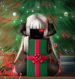 christmas_clothing christmas_tree clothing female gift hair herm hime_cut holidays horn intersex leggings leggings_only legwear looking_at_viewer plant red_eyes scales shadow_face short_stack sitting sitting_on_ground smug_face solo tail tree white_hair darkafterdark christmas mythology aft animal_humanoid dragon dragon_humanoid humanoid mythological_creature mythological_scalie scalie hi_res